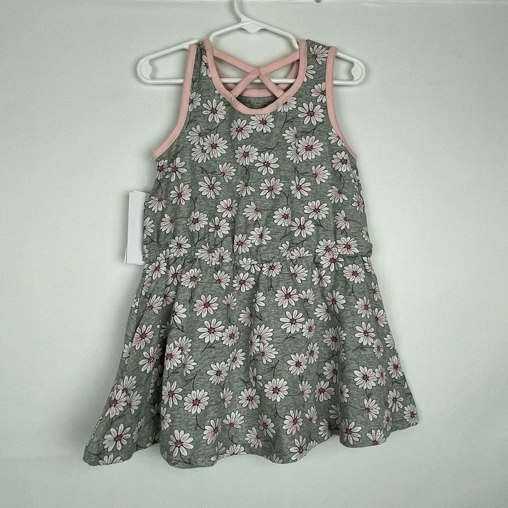 Calvin Klein Jeans Gray and Pink Floral Kids Dress 5